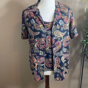 Paisley Print Shirt and Tank Set